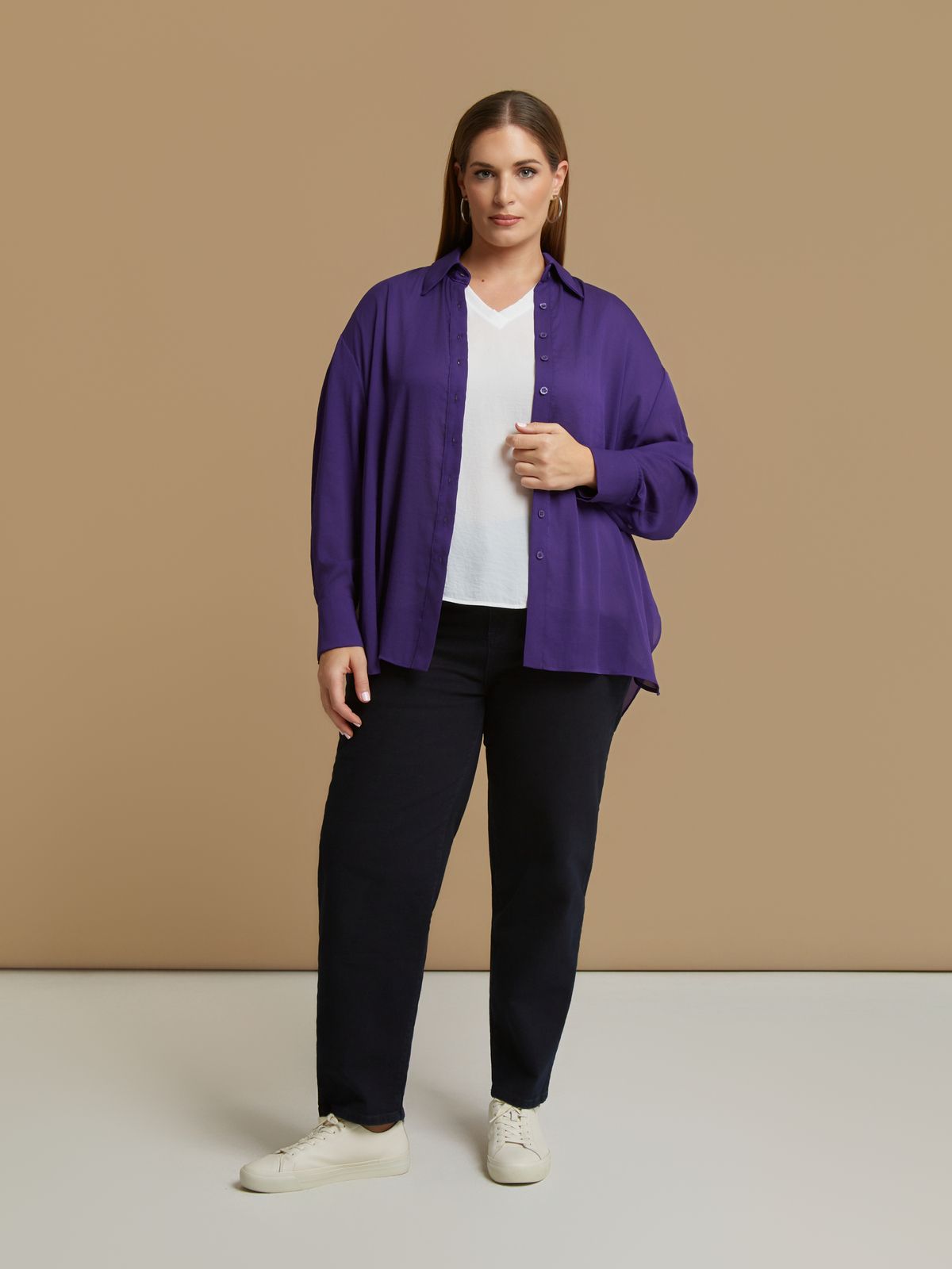 Crepe long-sleeve shirt