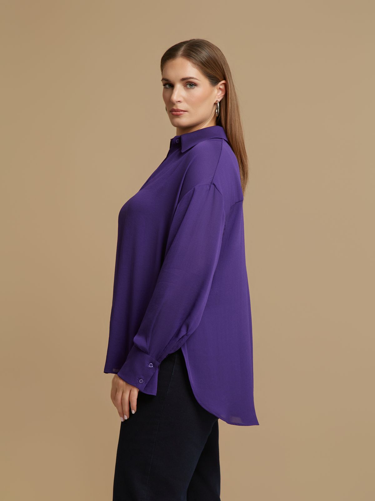Crepe long-sleeve shirt