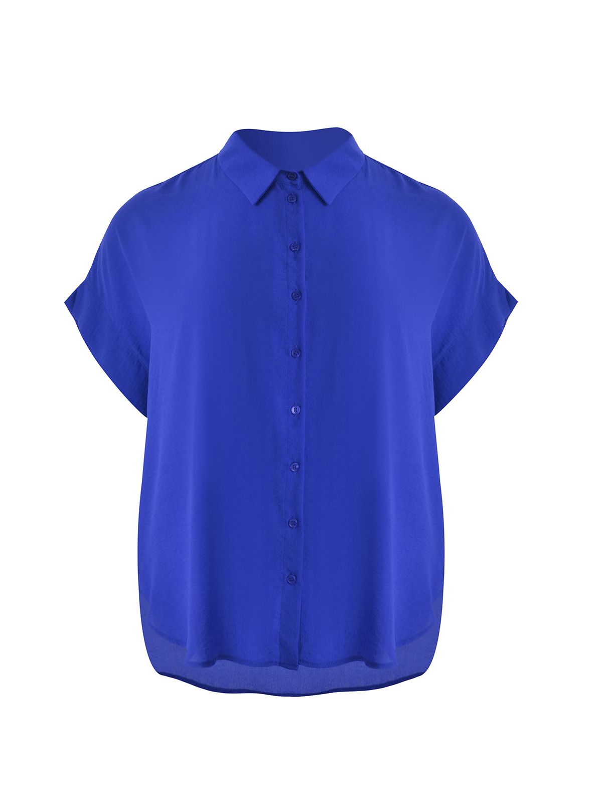 Mat Fashion Πουκάμισο κρεπ με κοντά μανίκια Μπλε