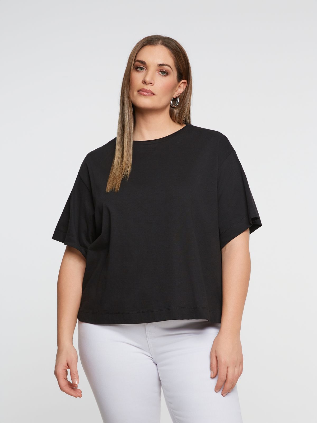 Mat Fashion Basic βαμβακερό t-shirt Μαυρο