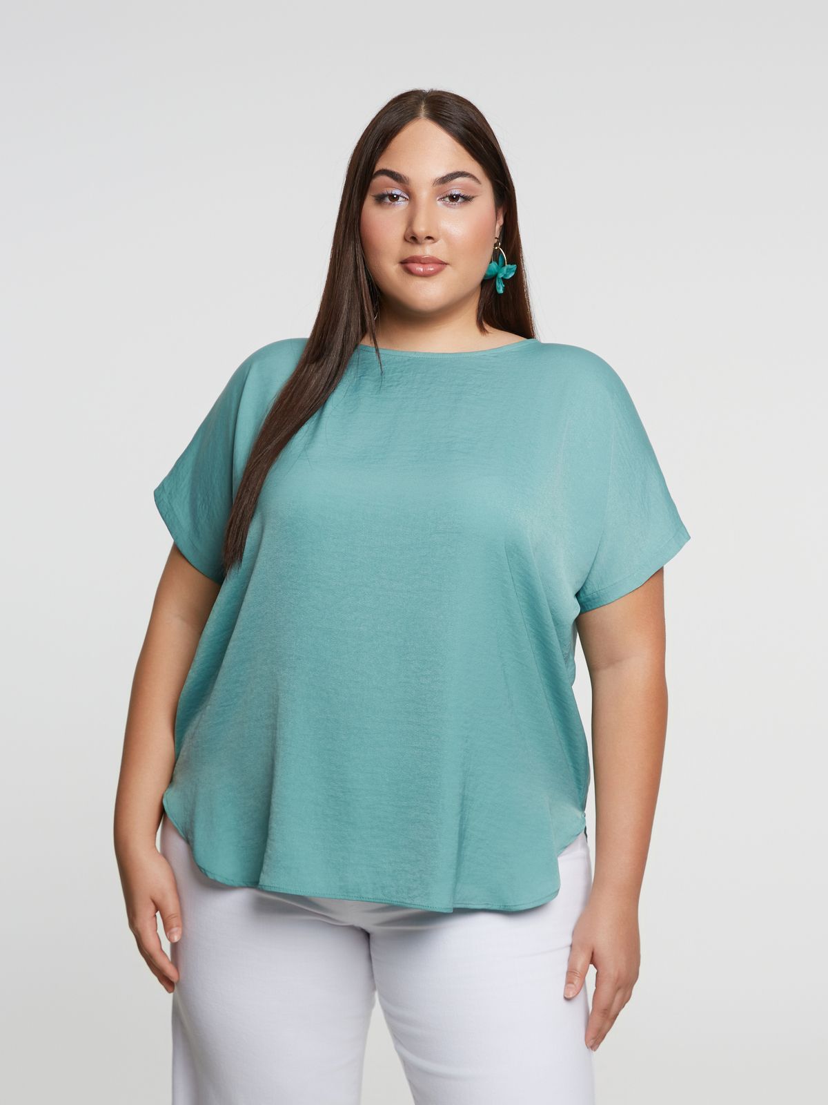 Round-neck satin top