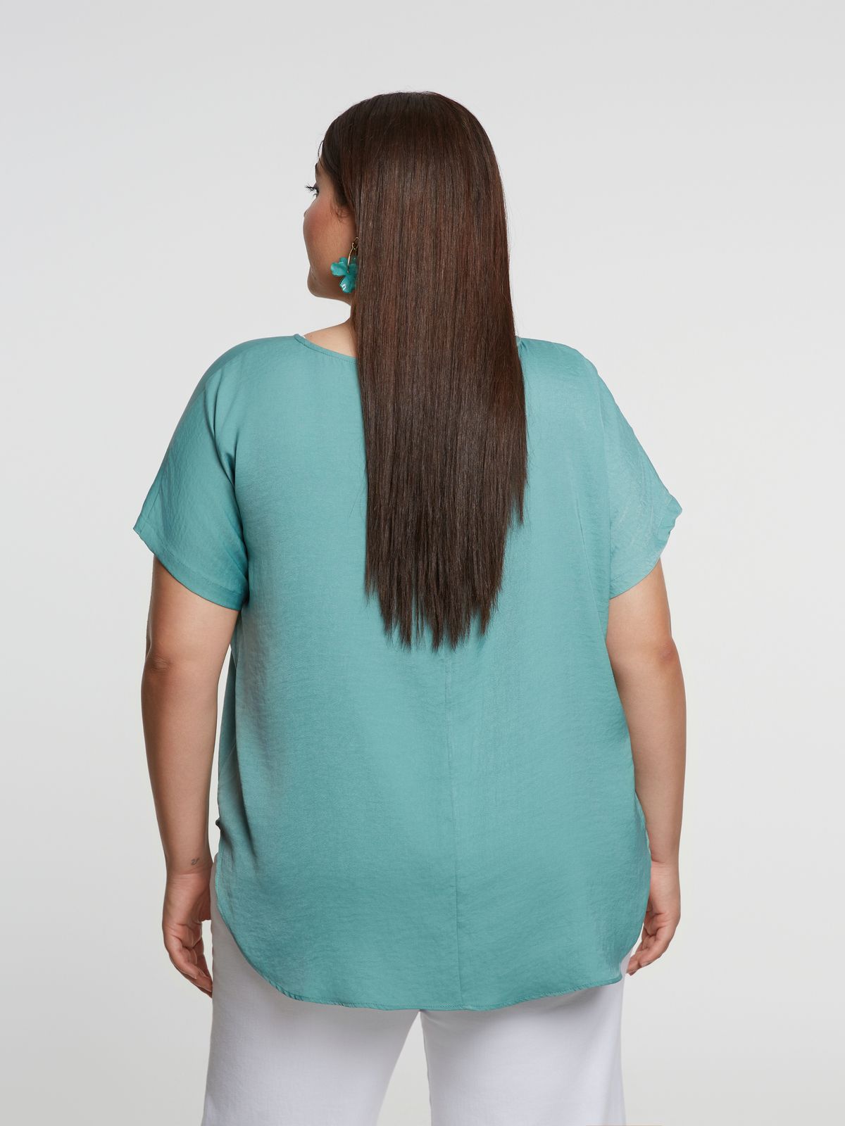 Round-neck satin top
