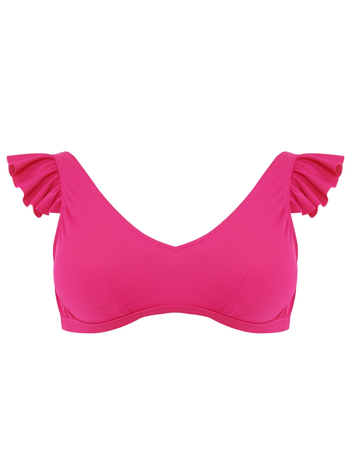 Ruffle-detailed padded bikini top