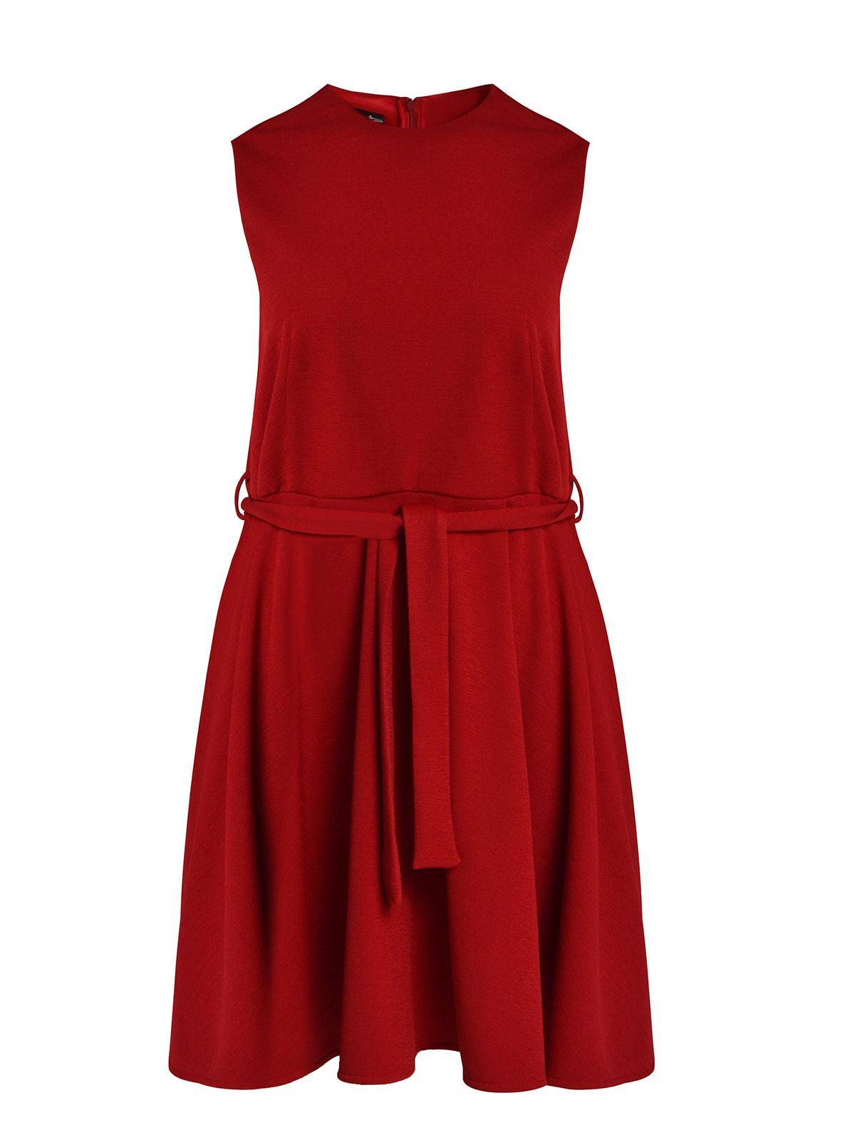 Mat Fashion Αμάνικο φόρεμα σε flare γραμμή με ζώνη Κοκκινο
