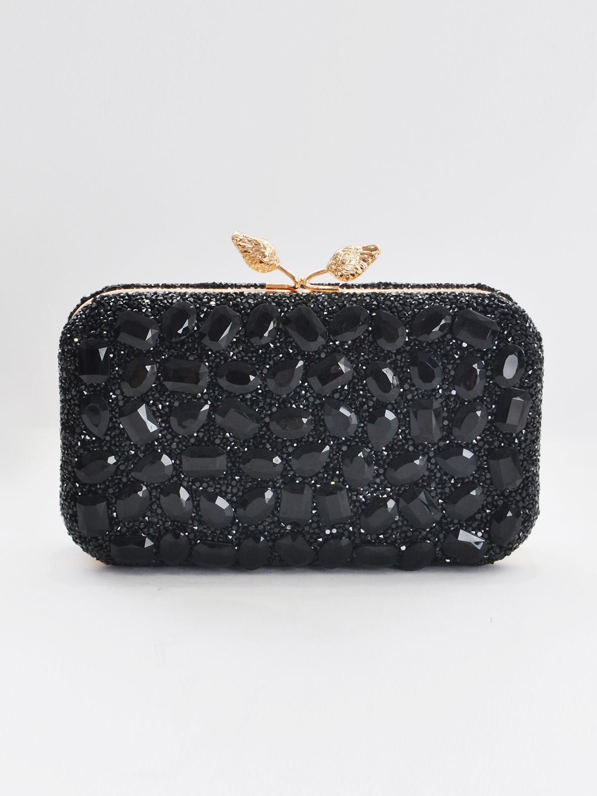 Mat Fashion Τσάντα φάκελος με πέτρες & strass Μαυρο