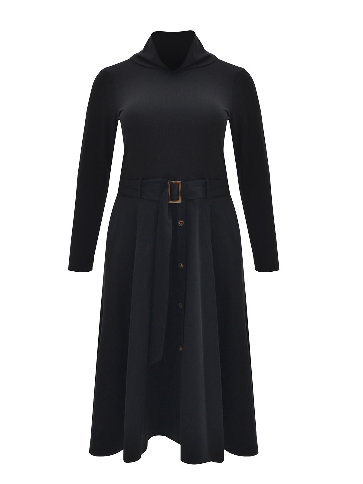 Mat Fashion Φόρεμα ζιβάγκο με ζώνη Μαυρο