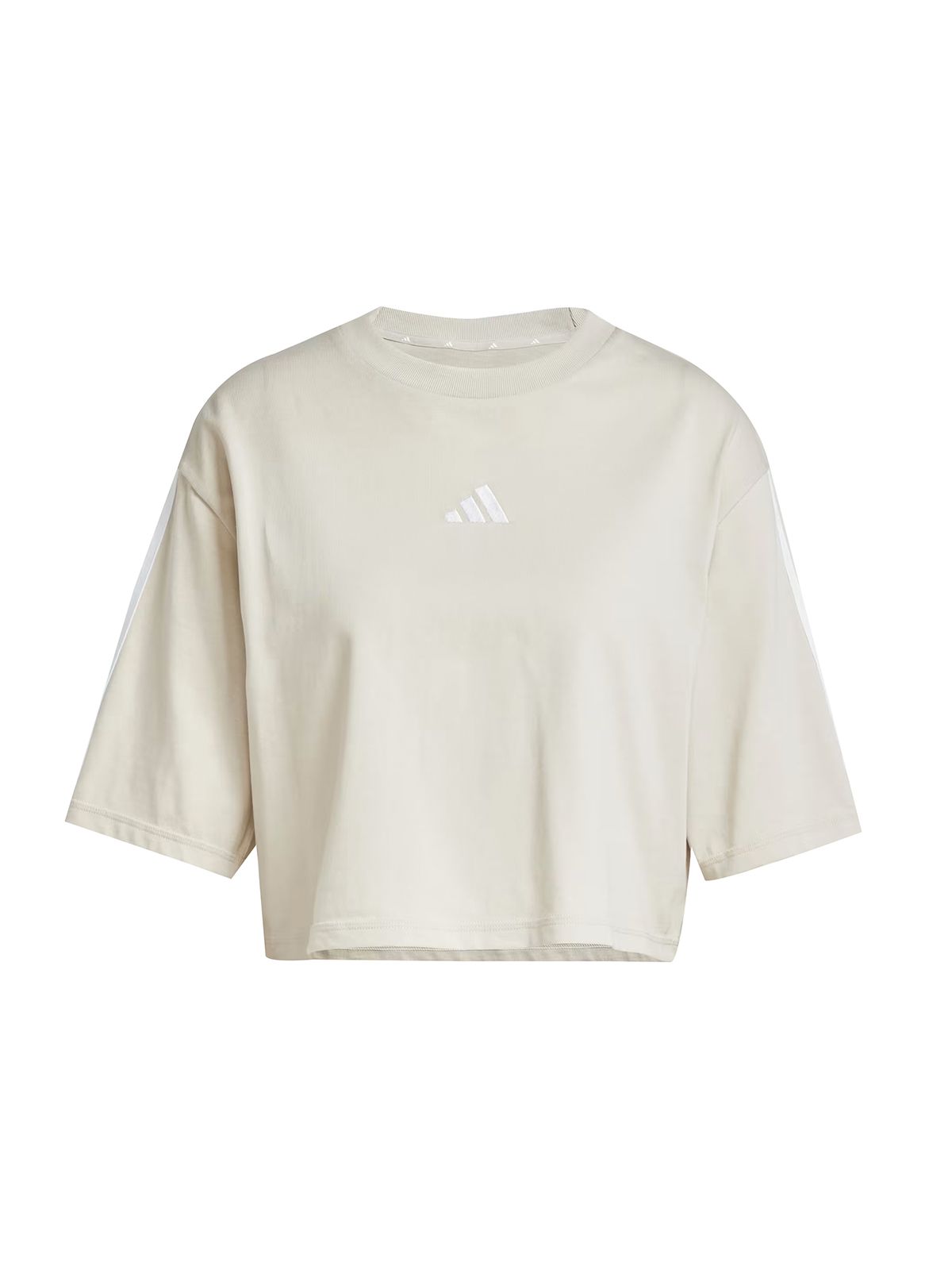 Adidas Μπλούζα Essentials 3-Stripes Cotton Loose Tee Μπεζ