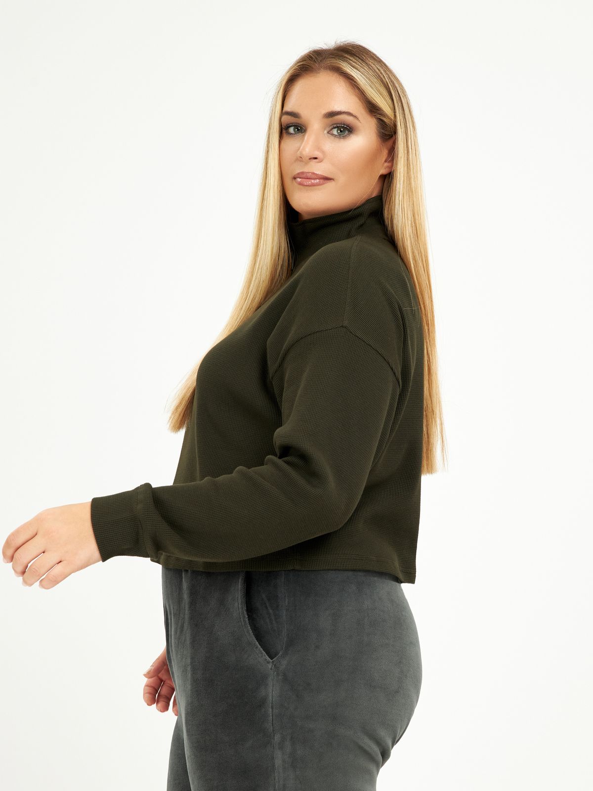 Essential Waffle Knit Lounge Sweatshirt