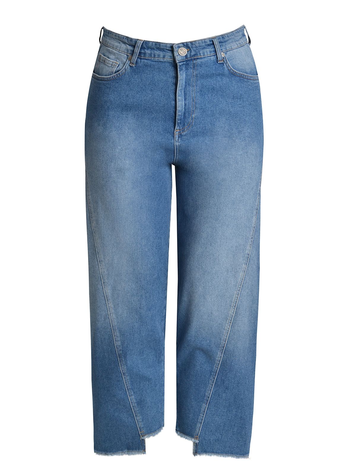 Mat Fashion Τζιν σε barrel γραμμή με ξέβαμμα και cut-out τελείωμα Μπλε