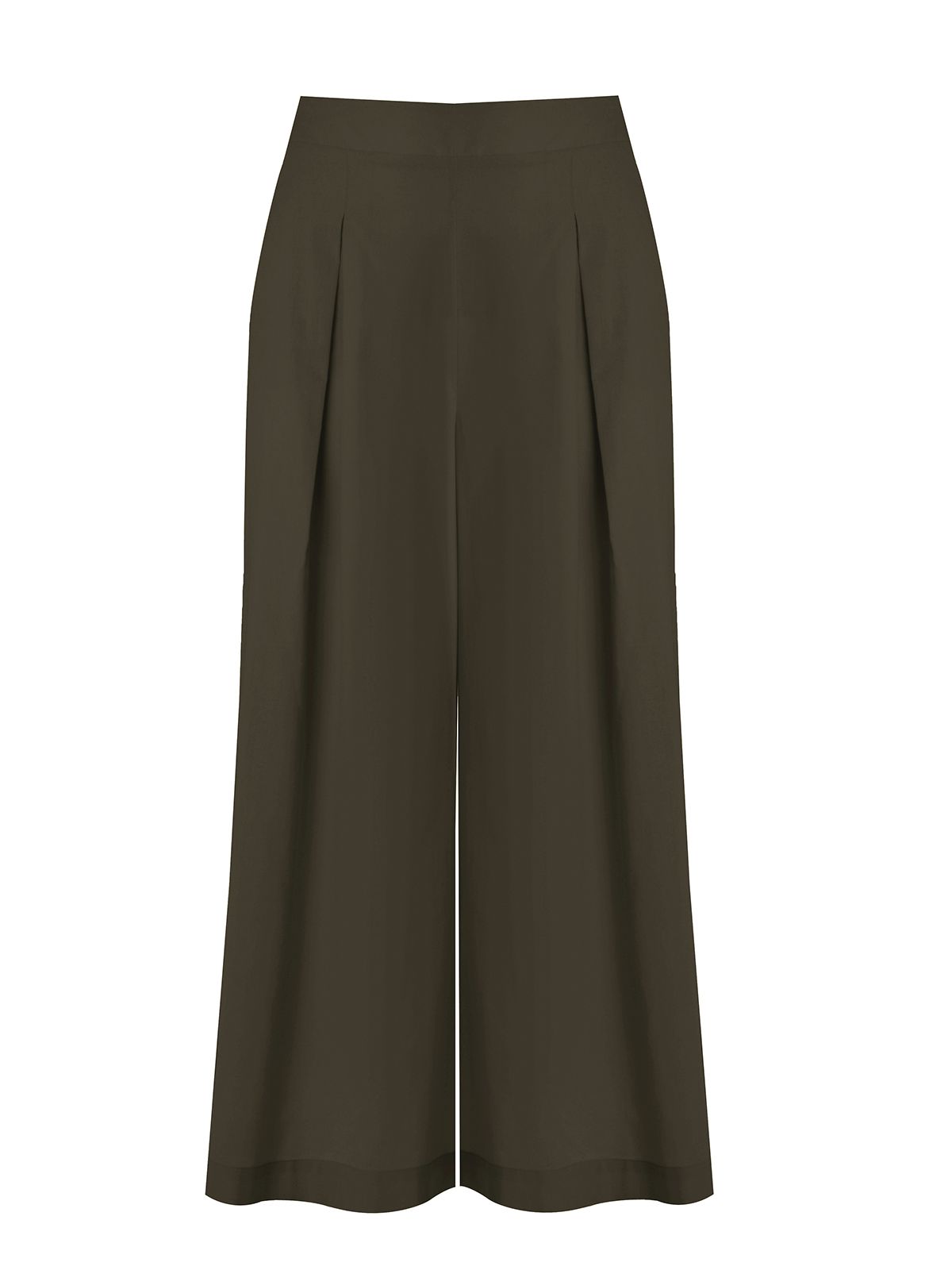 Mat Fashion Βαμβακερή παντελόνα σε φαρδιά γραμμή Πρασινο