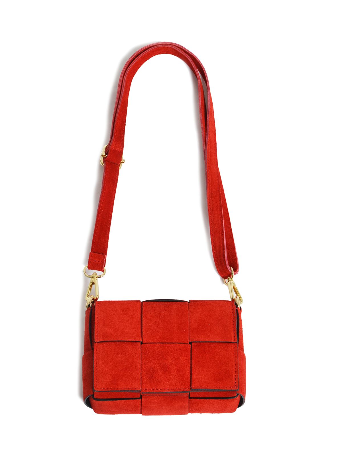 Mat Fashion Δερμάτινη mini τσάντα με πλεκτό σχέδιο Κοκκινο