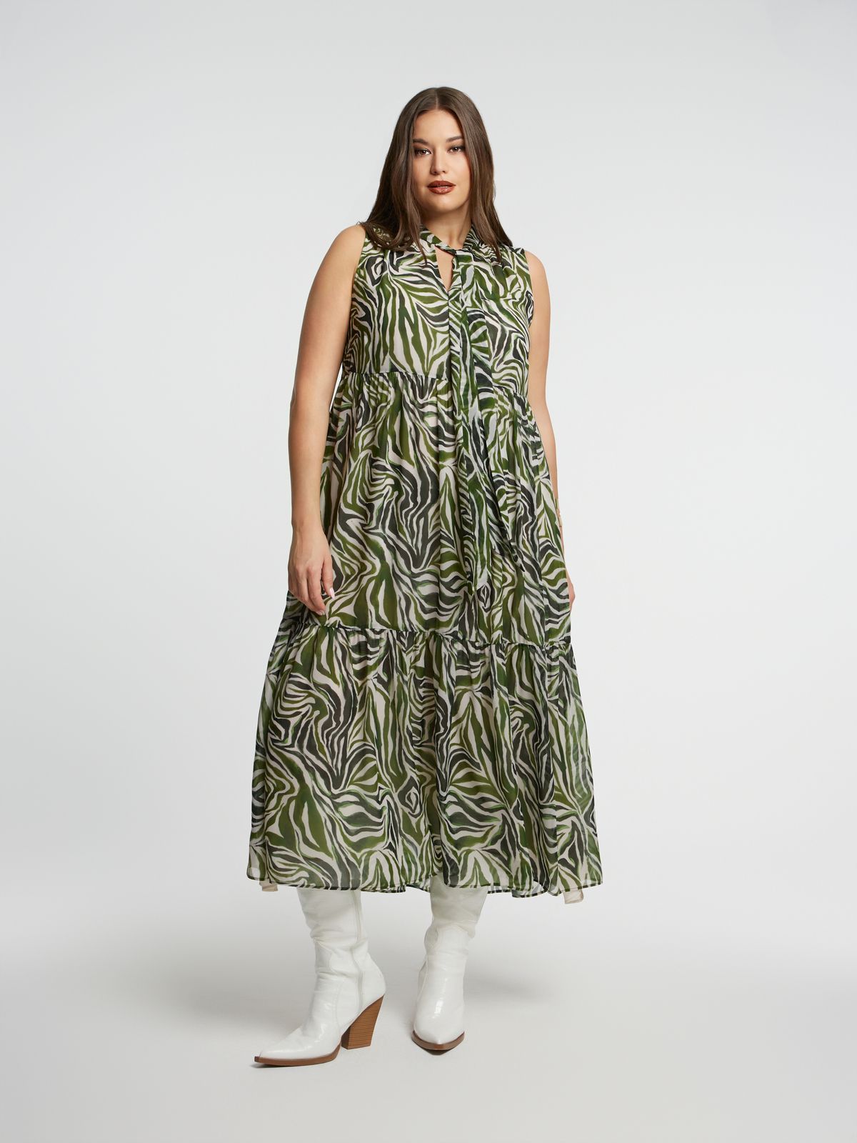 Zebra print sleeveless maxi dress