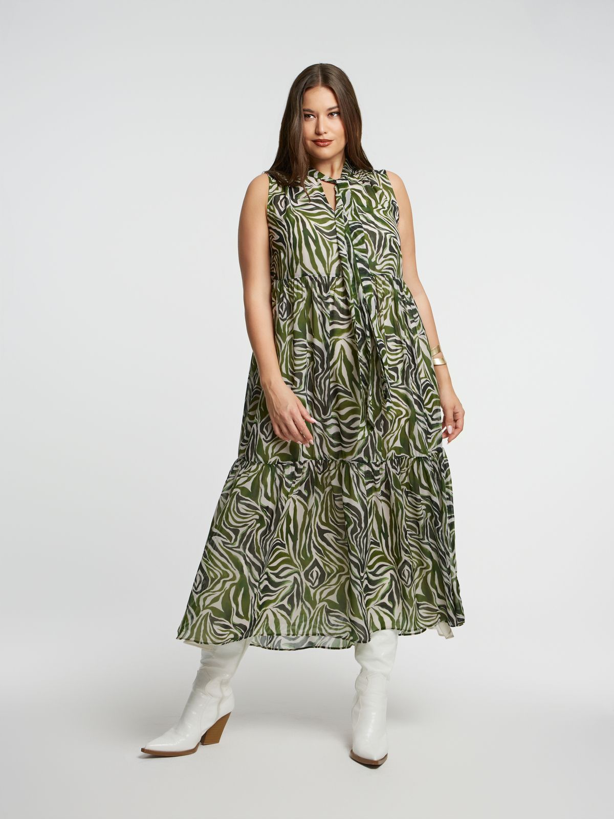 Zebra print sleeveless maxi dress