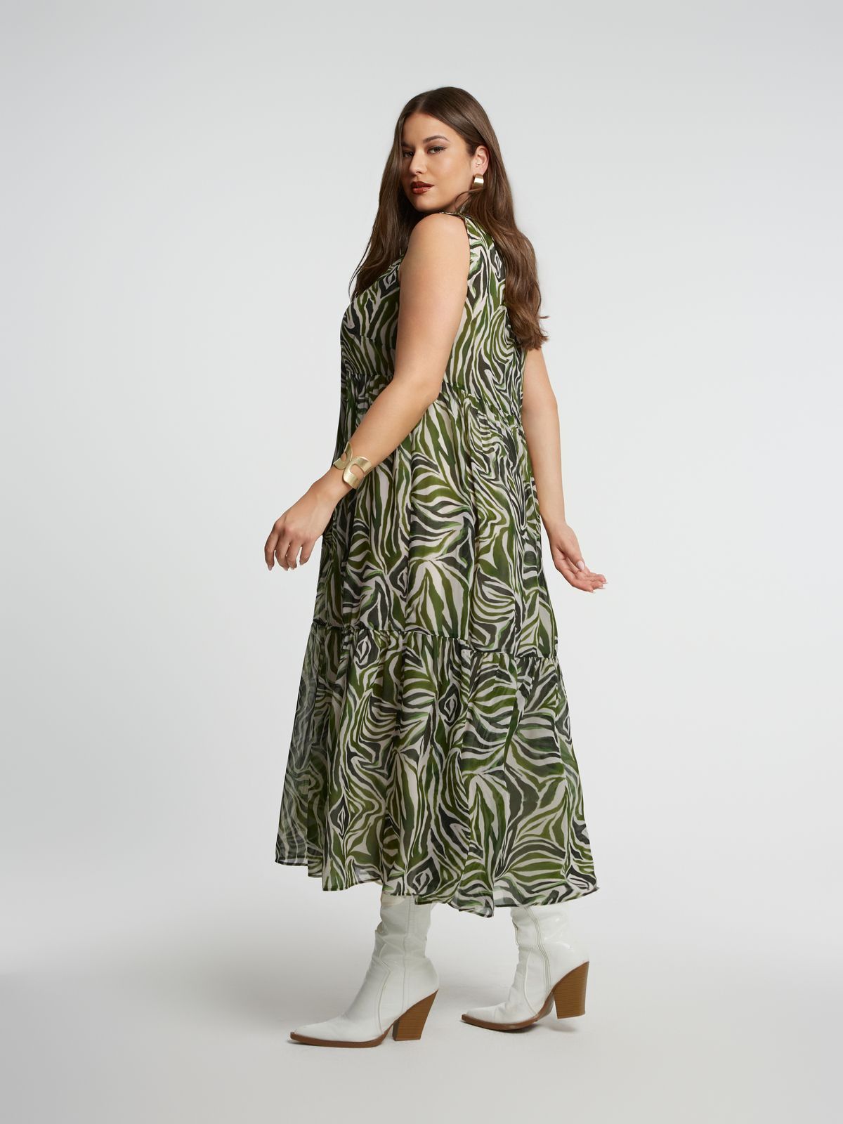 Zebra print sleeveless maxi dress