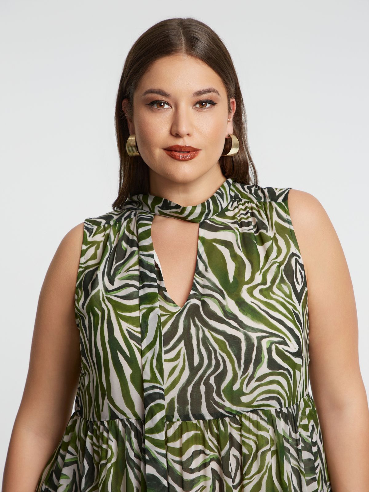 Zebra print sleeveless maxi dress