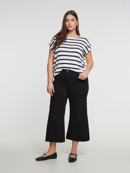 Τζιν basic cropped σε φαρδιά γραμμή 