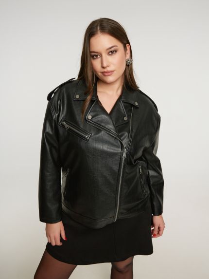 Faux leather μπουφάν biker