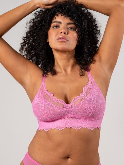 Σουτιέν support με δαντέλα Candy Pink