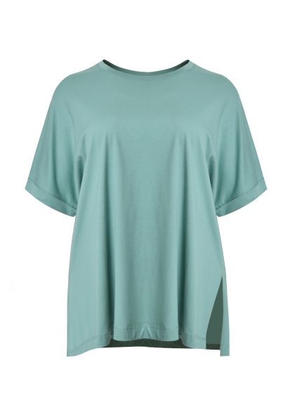 Βαμβακερό t-shirt με άνοιγμα στο τελείωμα
