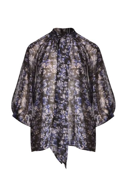 Μπλούζα με floral μοτίβο και lurex λεπτομέρεια