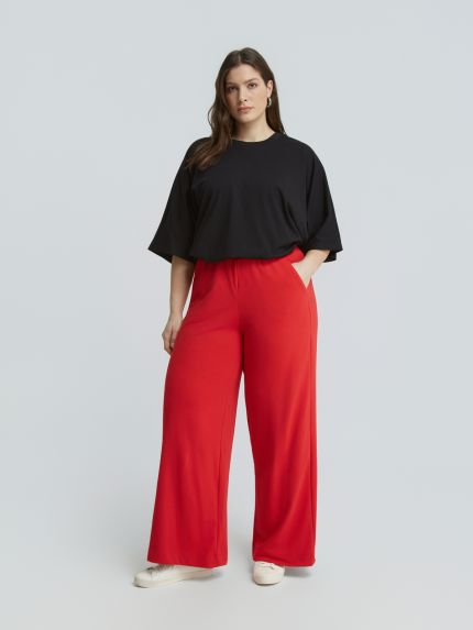 Wide-leg sweat trousers with pockets